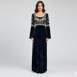 VTG Suburban Velvet Dress With Bejeweled Empire Bodice Sz S/M